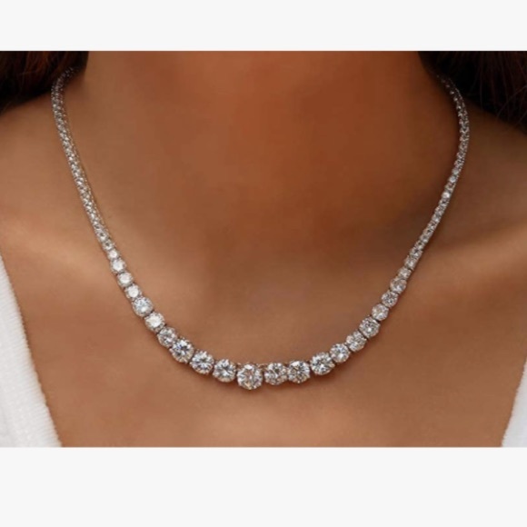 20ct Gradient Tennis Necklace - Picture 3 of 14